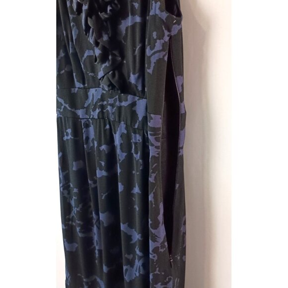 Taylor Floral Print Ruffle Dress Size 6 V-Neck Side Zip Stretchy Blend - Picture 6 of 10